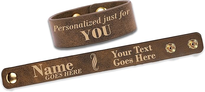 Etch Workz Custom Engraved Wristband | 9.5" Long Cuff Bracelet | Rustic Finish