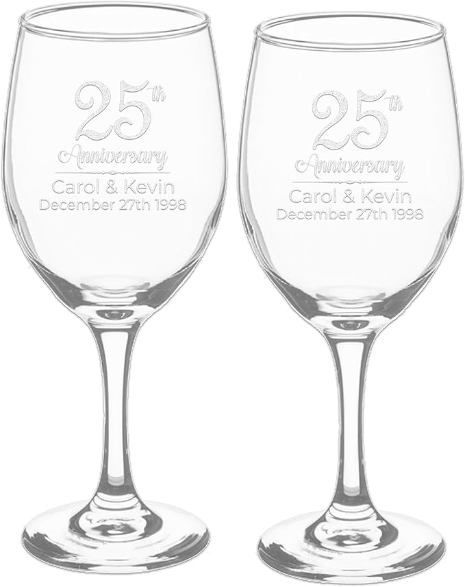 Etch Workz Custom Engraved Anniversary Wine Glasses - Set of 2 (White Wine)