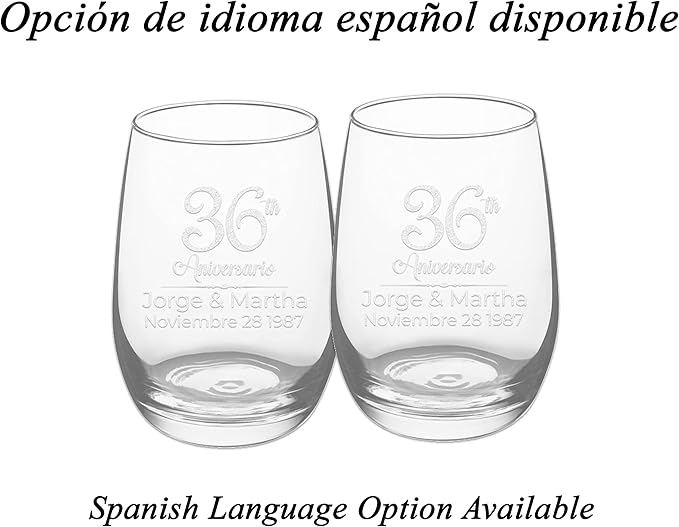 Etch Workz Custom Engraved Anniversary Wine Glasses - Set of 2 (Red Wine)