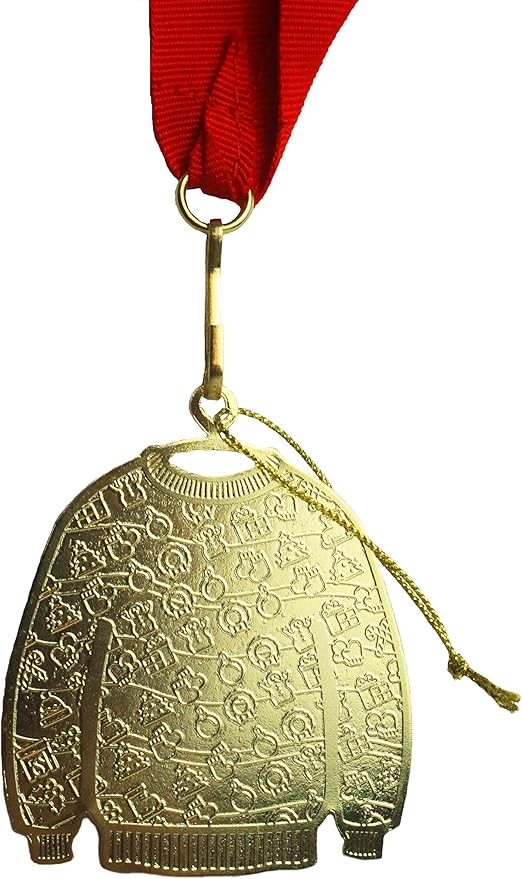 Ugly Sweater 1st Place Winner Prize Ornament Medal | Personalized with Year 2024 | Choice of Winner, 1st Place or 1st, 2nd, 3rd Place Bundle