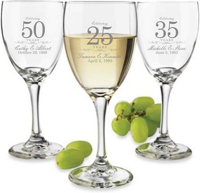 Etch Workz Custom Engraved Wedding Wine Glasses - Set of 2 (White Wine)