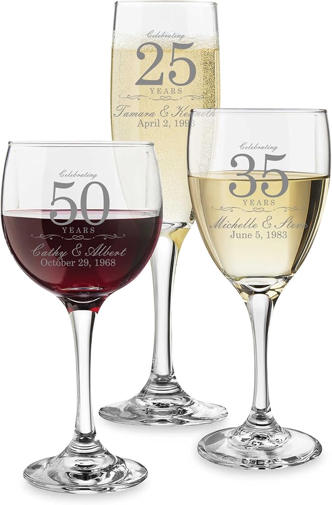 Etch Workz Custom Engraved Wedding Wine Glasses - Set of 2 (White Wine)