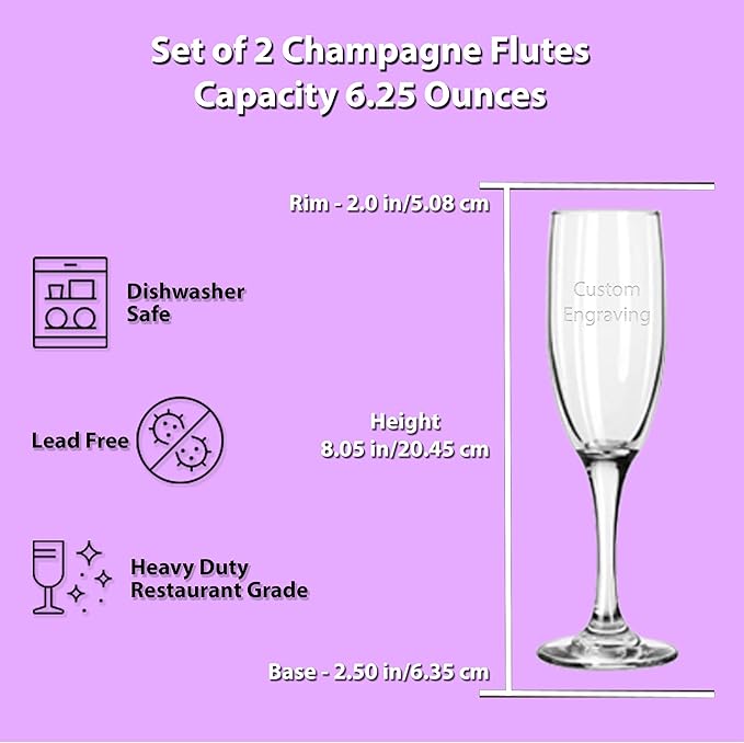 Etch Workz Engraved Sweet 16 Champagne Flutes | Butterfly Design - Set of 2