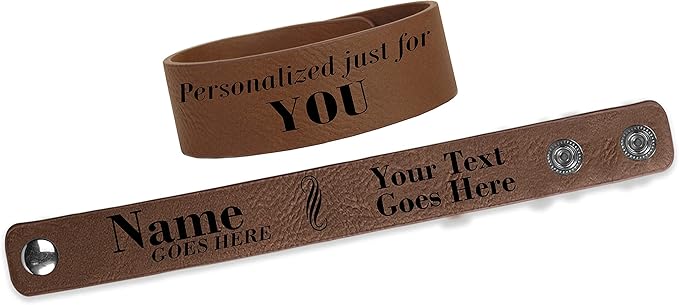 Etch Workz Custom Engraved Wristband | 9.5" Length Cuff Bracelet, Brown Finish