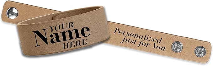 Etch Workz Custom Engraved Wristband | 9.5" Length Cuff Bracelet, Brown Finish
