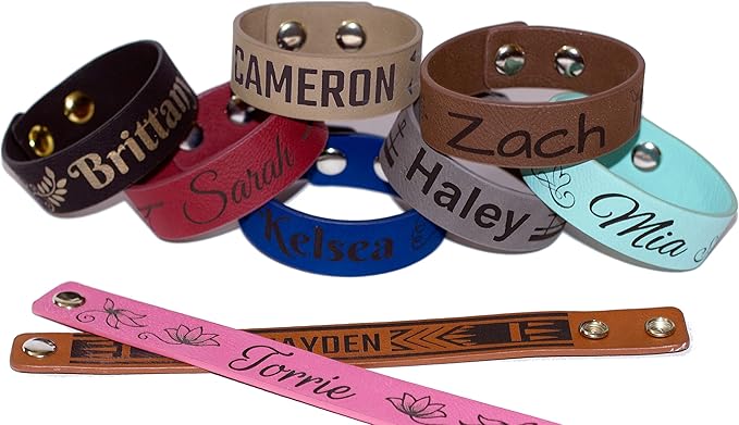 Etch Workz Custom Engraved Wristband | 9.5"L X 1"W  Leatherette Cuff Bracelet