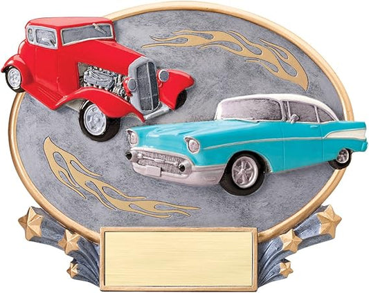 Etch Workz Antique Auto Car Show Plaque - 3D Classic Car Cruiser Resin Trophy