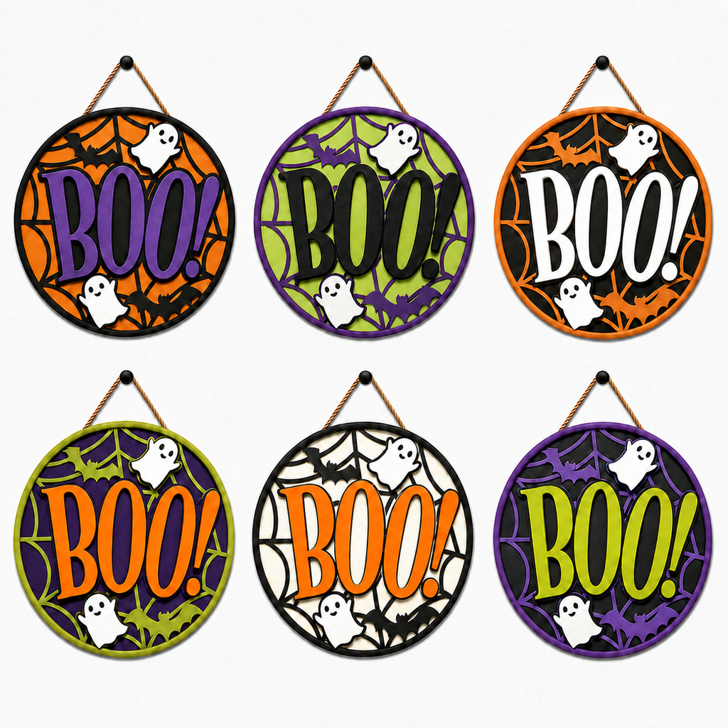 Whimsical BOO! Halloween Door Hanger DHHW006