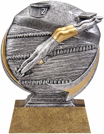 Etch Workz Male 3D Custom Engraved Swimming Trophy, 5-Inches Tall Silver Award