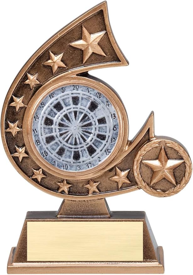 Etch Workz Engraved Dart Board Trophy, 5-3/4-Inches Gold Stars Dart Game Award