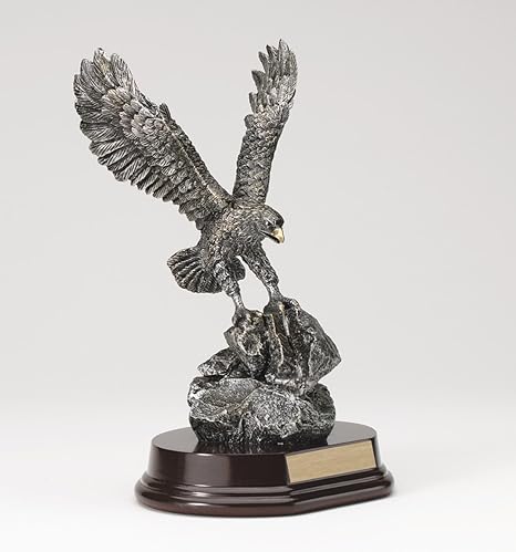 Etch Workz Majestic American Eagle Trophy | 7" Tall Silver Finished Resin Award