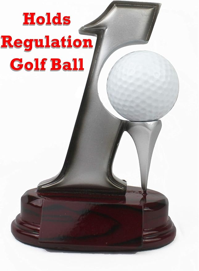Etch Workz Golf Ball Hole in One Trophy | 5-1/2" Silver Tone Resin Award