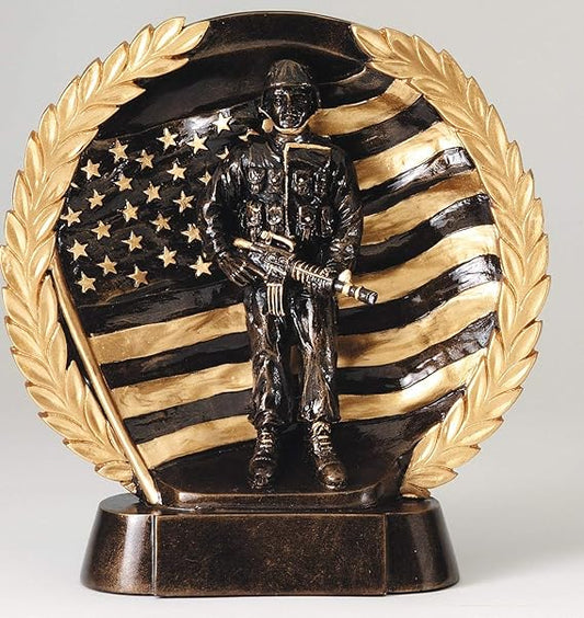 Etch Workz Military Awards - Bronze Finish Engraved Military Trophy - 7-1/2"