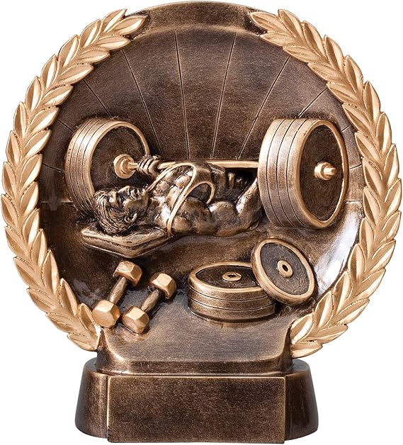 Etch Workz Bench Trophy - High Relief Bench Press Bronze Finish Award - 7-1/2"