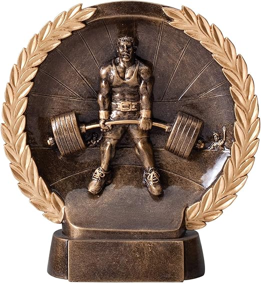 Etch Workz Custom Engraved Bronze Finish Bench Dead Lift Trophy - 7-1/2"