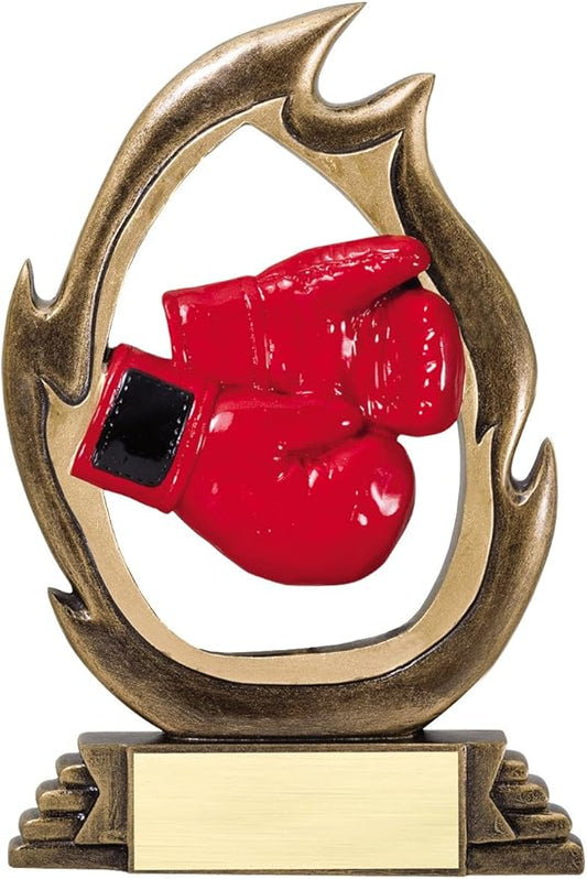 Etch Workz Boxing Gloves Trophy | 7-1/2" Customize Boxing Flame Award