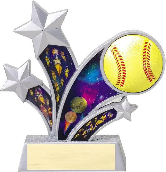 Etch Workz Rising Star Softball Trophy | 6” Tall Customize Resin Awards