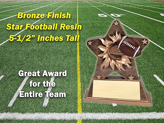 Etch Workz Football Star Trophy | 5.5" Bronze Finish Customize Resin Award