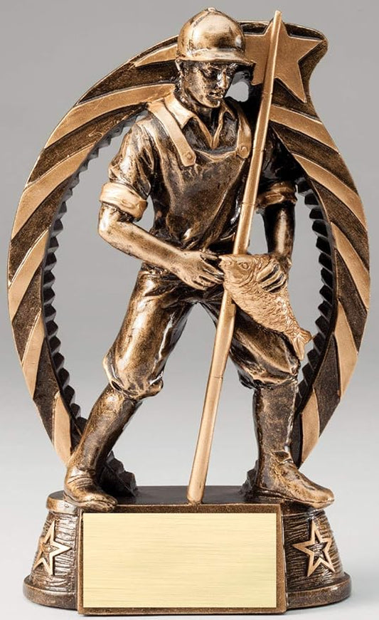 Etch Workz Running Gold Star Fisherman Trophy | Custom Engraved Resin Awards