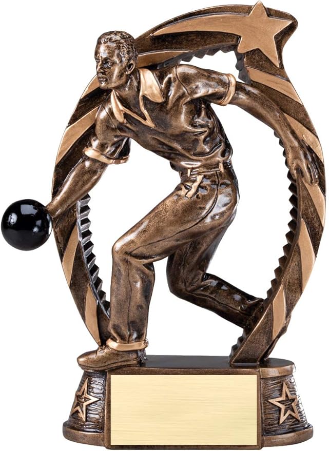 Etch Workz Engraved Bowling Awards | 7.5" Running Gold Star Male Bowling Trophy