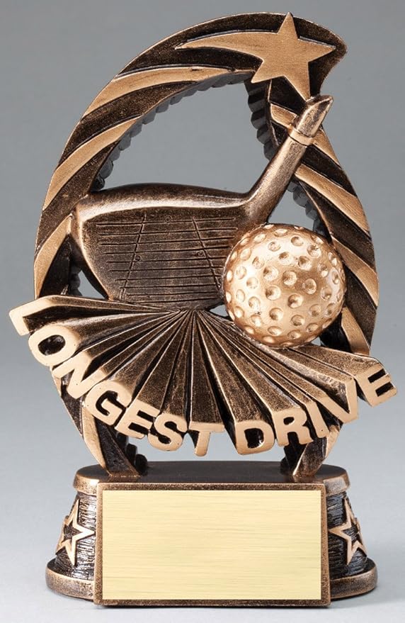 Etch Workz Customized Golf Trophy | Running Star Resin Longest Drive Golf Award