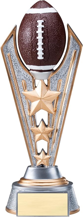 Etch Workz Fantasy Football Trophy | 7.5" Silver and Gold Finish Resin Award