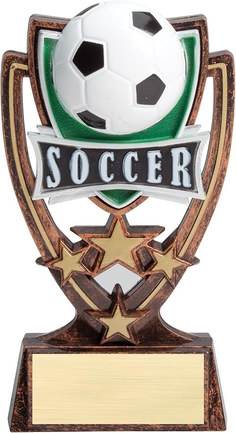 Etch Workz Custom Engraved Soccer Trophy | 6" Four Star Soccer Resin Award