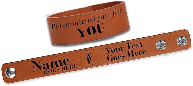 Etch Workz Custom Engraved Wristband | 9.5-Inch Cuff Bracelet | Rawhide Finish