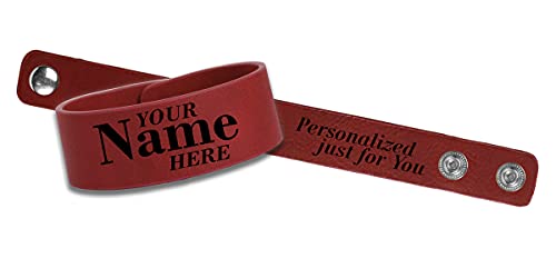 Etch Workz Custom Engraved Wristband | 9.5" Cuff Bracelet | Maroon Finish