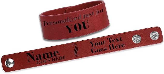 Etch Workz Custom Engraved Wristband | 9.5" Cuff Bracelet | Maroon Finish