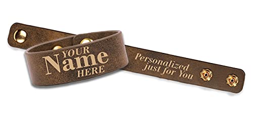 Etch Workz Custom Engraved Wristband | 9.5" Long Cuff Bracelet | Rustic Finish