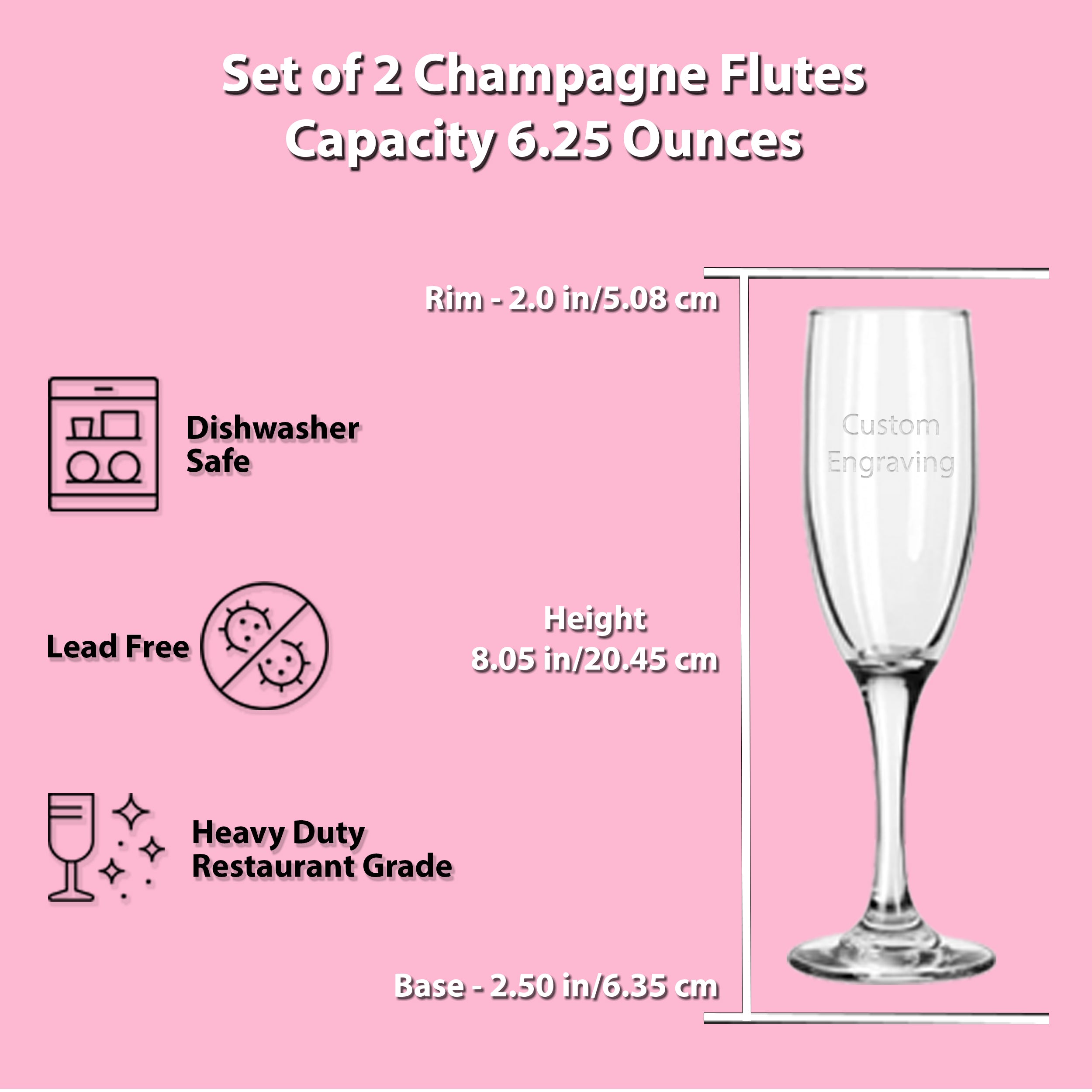 Custom Engraved Quinceanera Champagne Flutes | Butterfly Design | Set of 2
