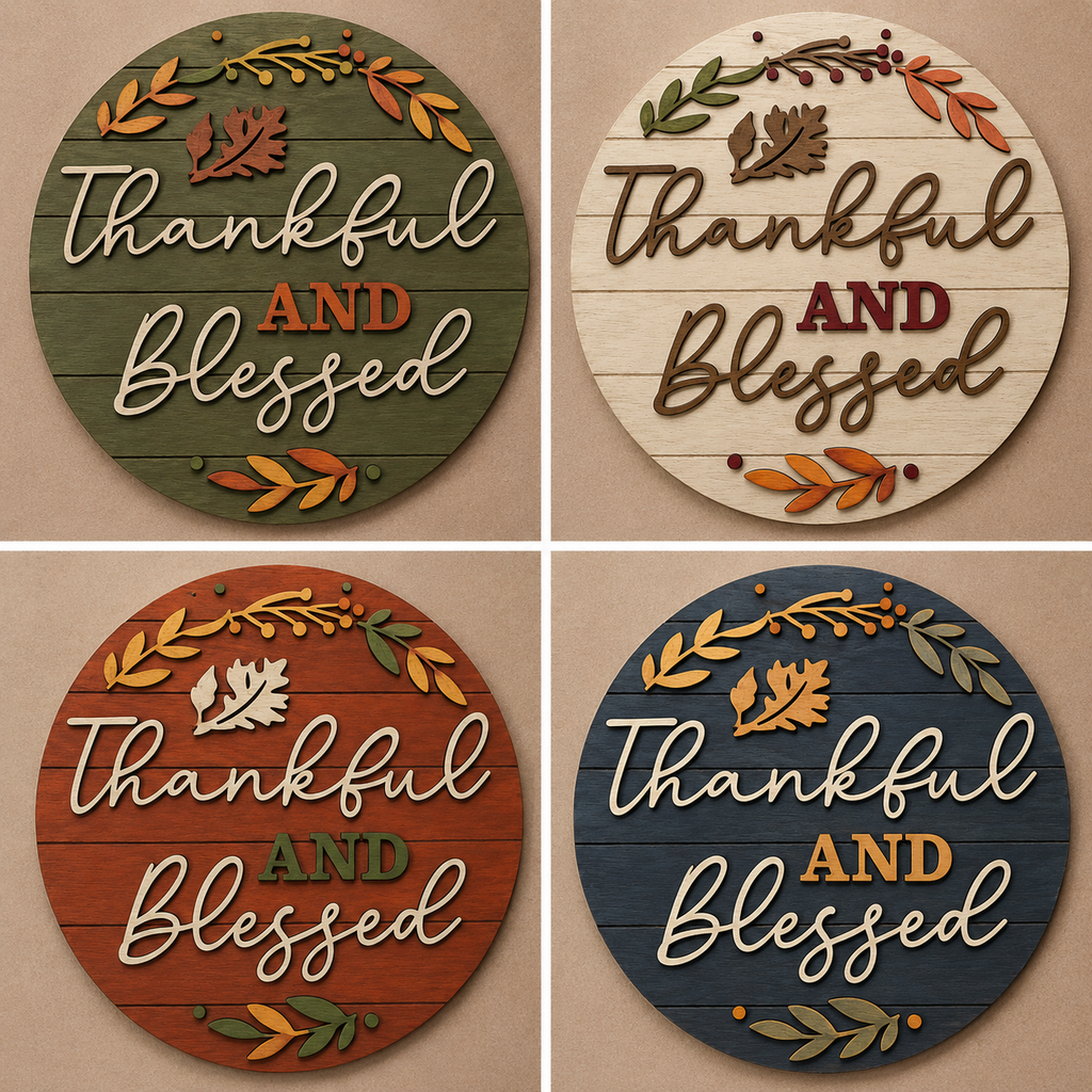 Thankful and Blessed Door Hanger DHFL006