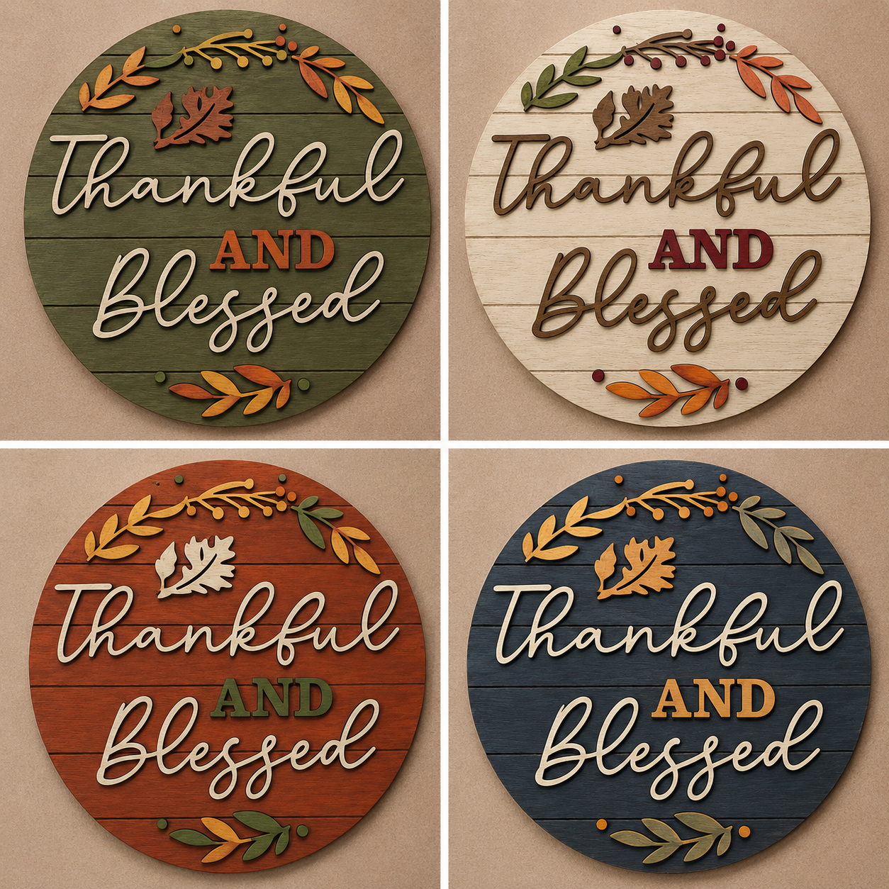 Thankful and Blessed Door Hanger DHFL006
