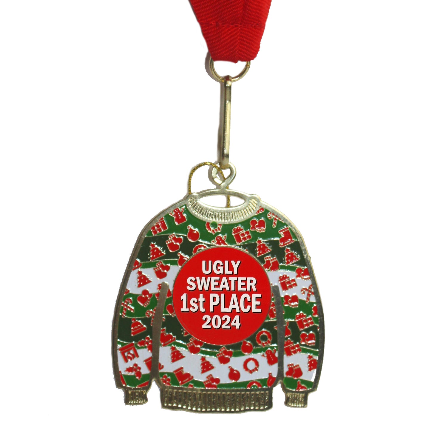 Ugly Sweater 1st Place Winner Prize Ornament Medal | Personalized with Year 2024 | Choice of Winner, 1st Place or 1st, 2nd, 3rd Place Bundle
