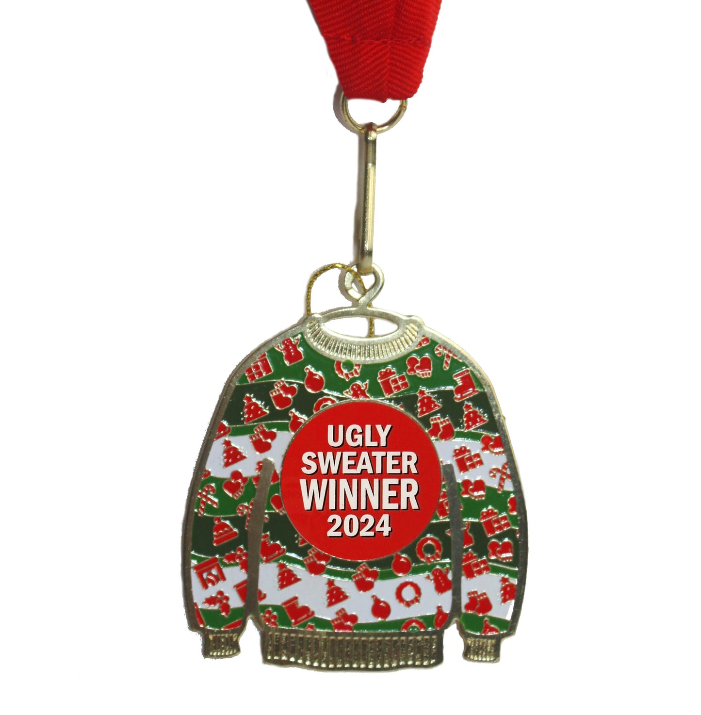 Ugly Sweater 1st Place Winner Prize Ornament Medal | Personalized with Year 2024 | Choice of Winner, 1st Place or 1st, 2nd, 3rd Place Bundle