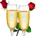 Etch Workz Engraved Champagne Flutes | Fancy Framed Monogram Design | Set of 2