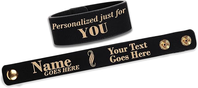Etch Workz Custom Engraved Wristband | 9.5" Length Cuff Bracelet | Black Finish