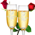 Etch Workz Custom Engraved Champagne Flutes | Monogram Design | Set of