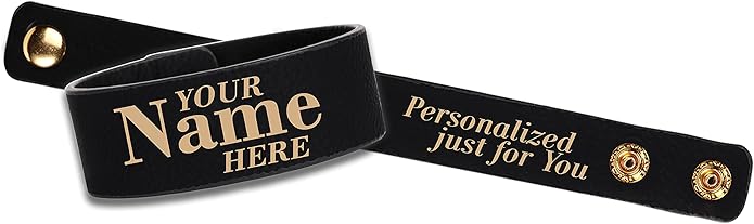 Etch Workz Custom Engraved Wristband | 9.5" Length Cuff Bracelet | Black Finish