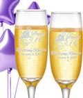 Etch Workz Engraved Sweet 16 Champagne Flutes | Butterfly Design - Set of 2