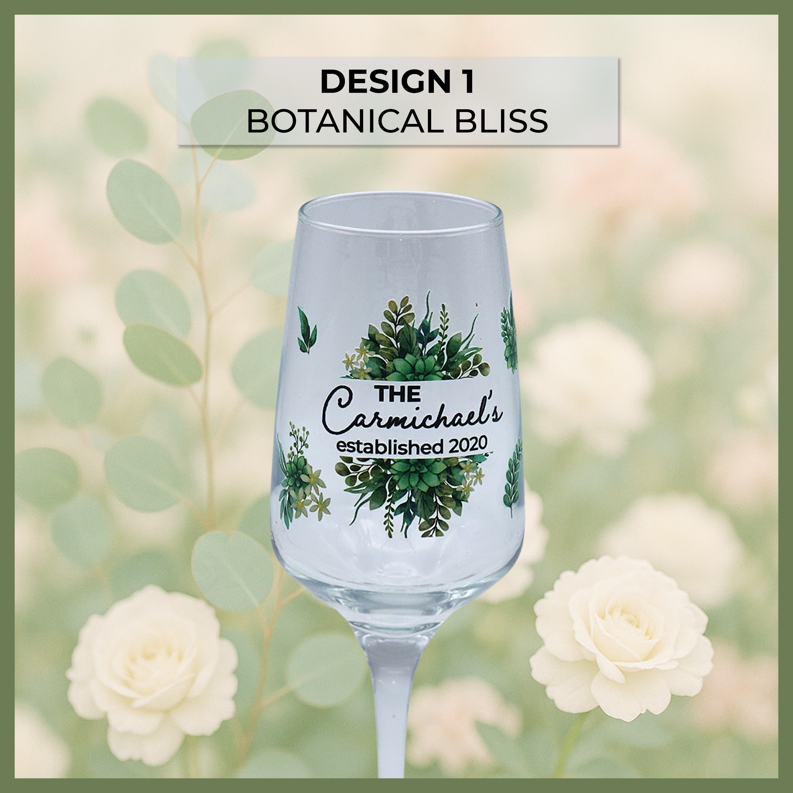 Personalized Wedding Champagne Flutes – Full Color UV Printed Floral Collection | Customized with Names & Date – Set of 2