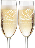 Valentine's Day Engraved Champagne Flutes - Set of 2 - Couples Name and Date – Personalized for Valentine's Day - Custom Engraved