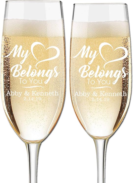 Etch Workz Valentine's Day Champagne Flutes | Couple Toasting Glasses Set of 2