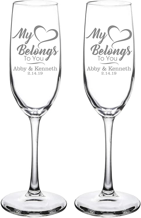 Etch Workz Valentine's Day Champagne Flutes | Couple Toasting Glasses Set of 2